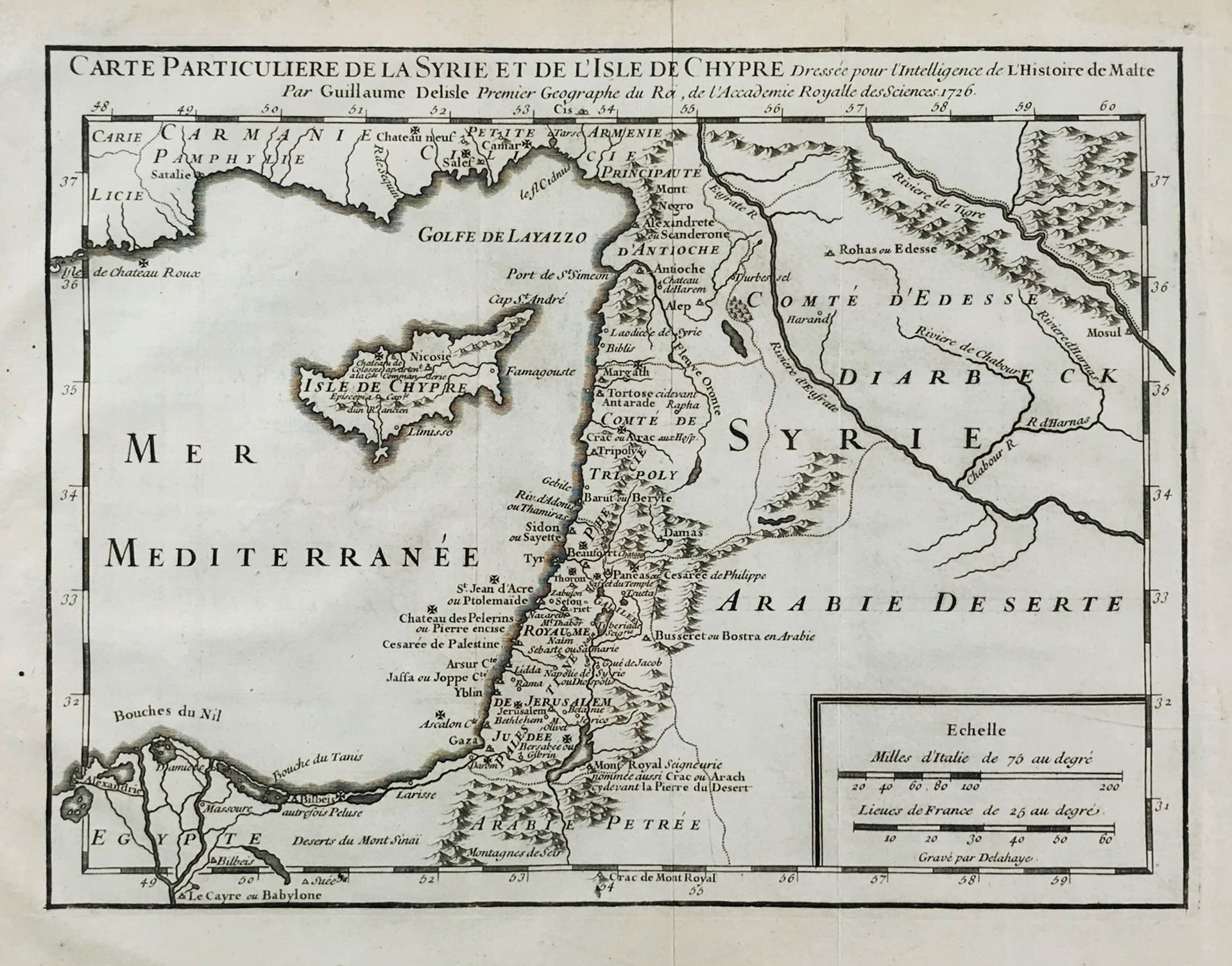 Malta. DELISLE. Carte Particuliere de la Syrie et de l’Isle de Chypre. DELISLE, &hellip;