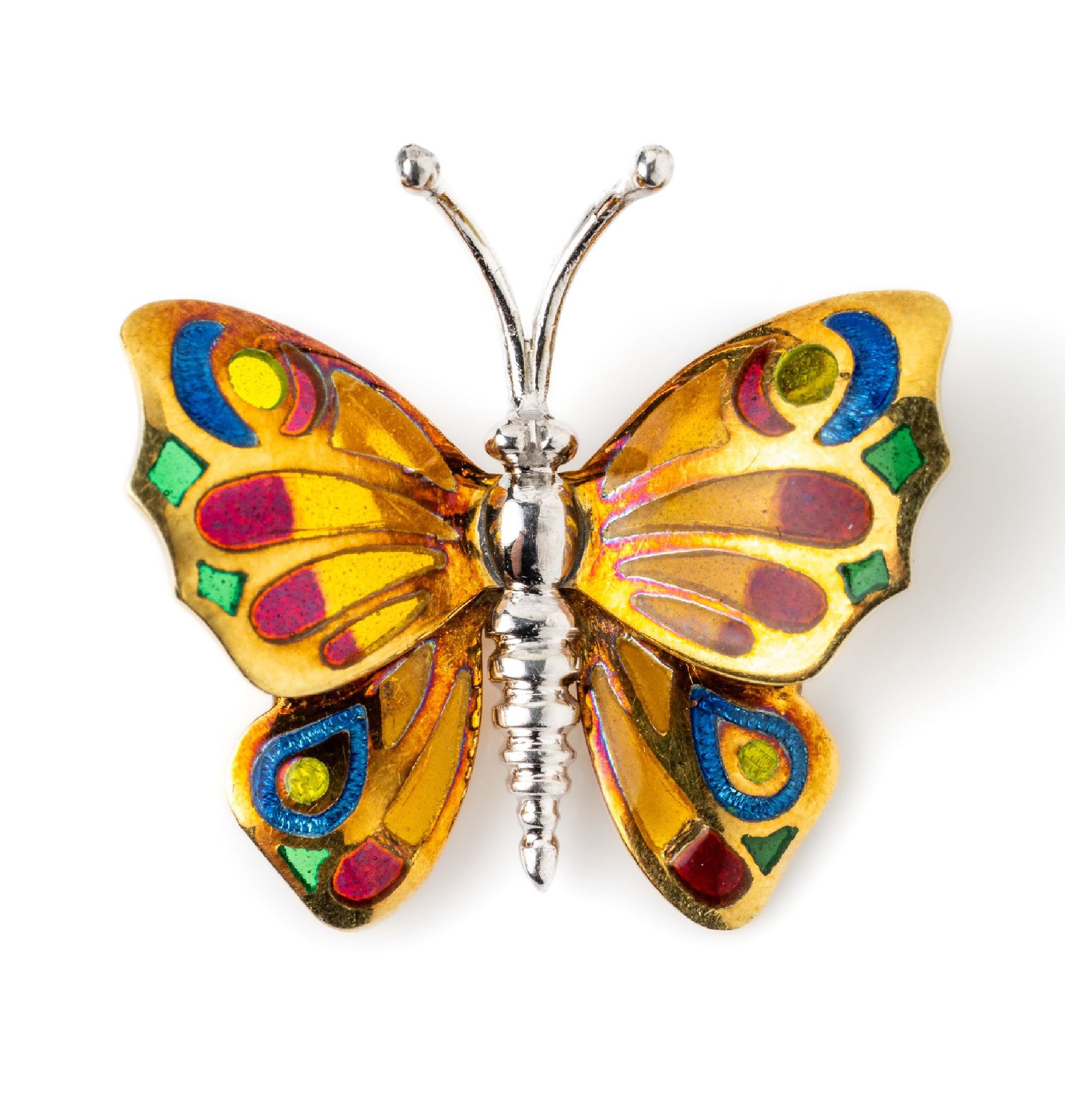 18 kt gold brooch 'butterfly' with plique-a- jour enamel…