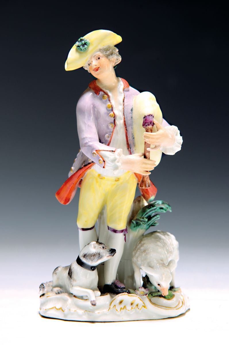 Null Porcelain figurine 'bagpipe player', Meissen, model J.J. Kaendler 1750, por&hellip;