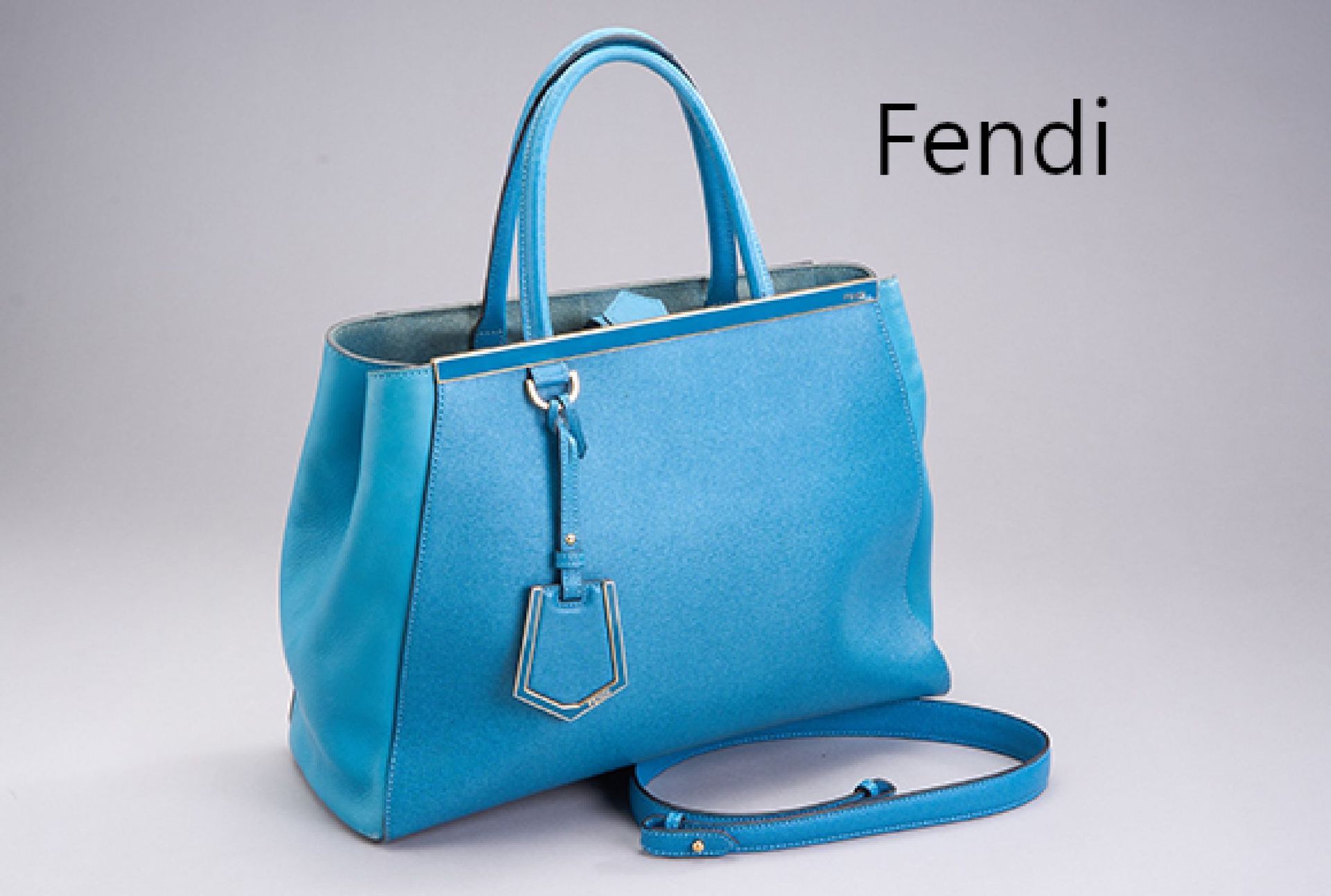 FENDI ladies' handbag , blue leather, inner clothing wit…