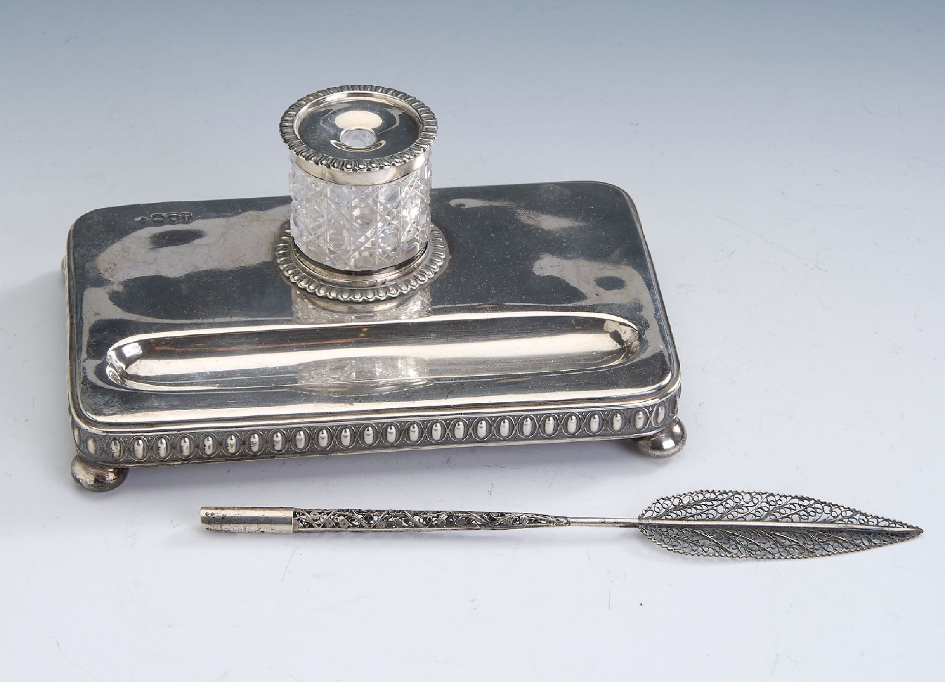 Null Set da scrivania, argento 925, Inghilterra, Londra 1894, design semplice co&hellip;