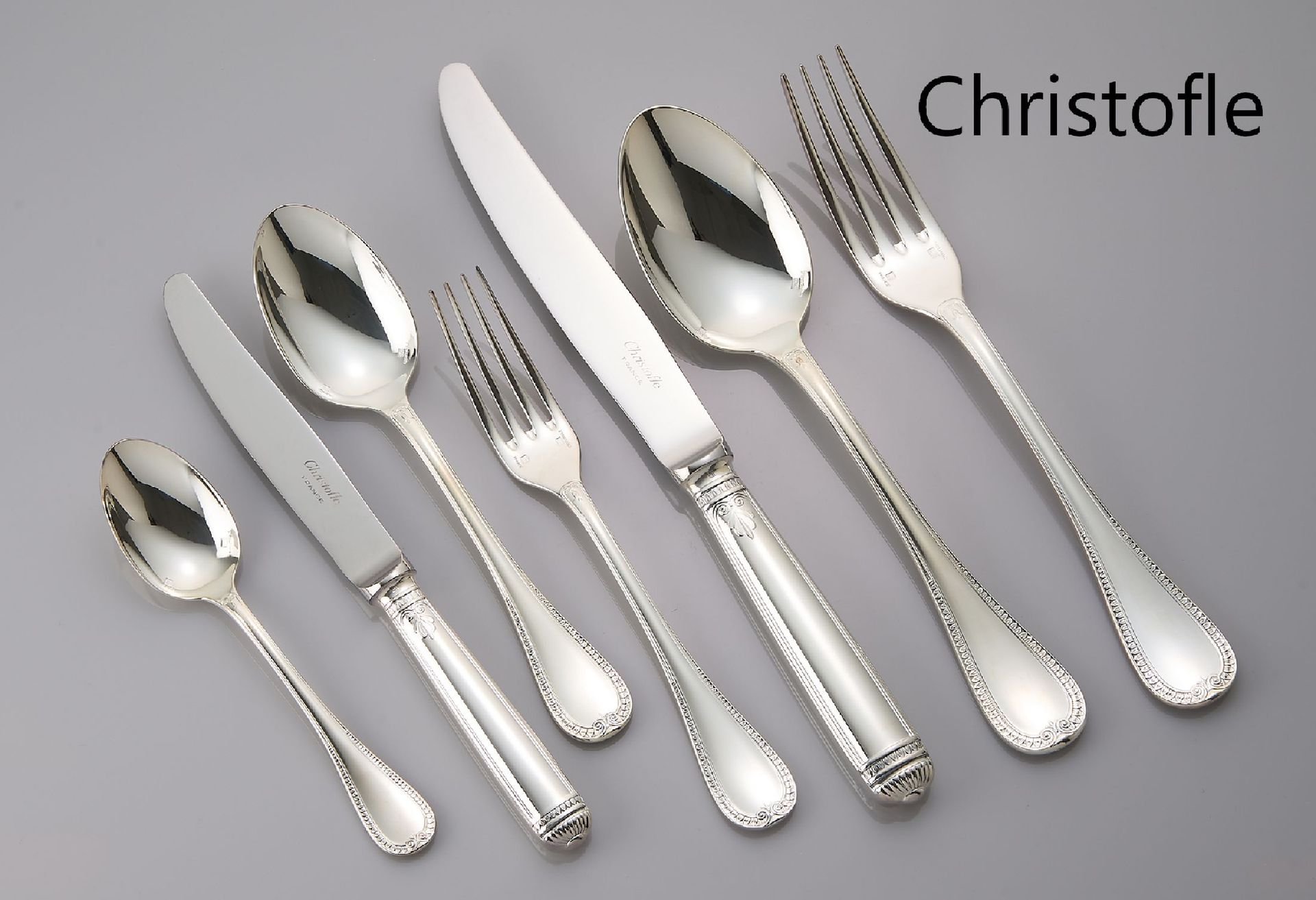 Null 42 piece CHRISTOFLE table service , Malmaison, silver plated, comprised of:&hellip;