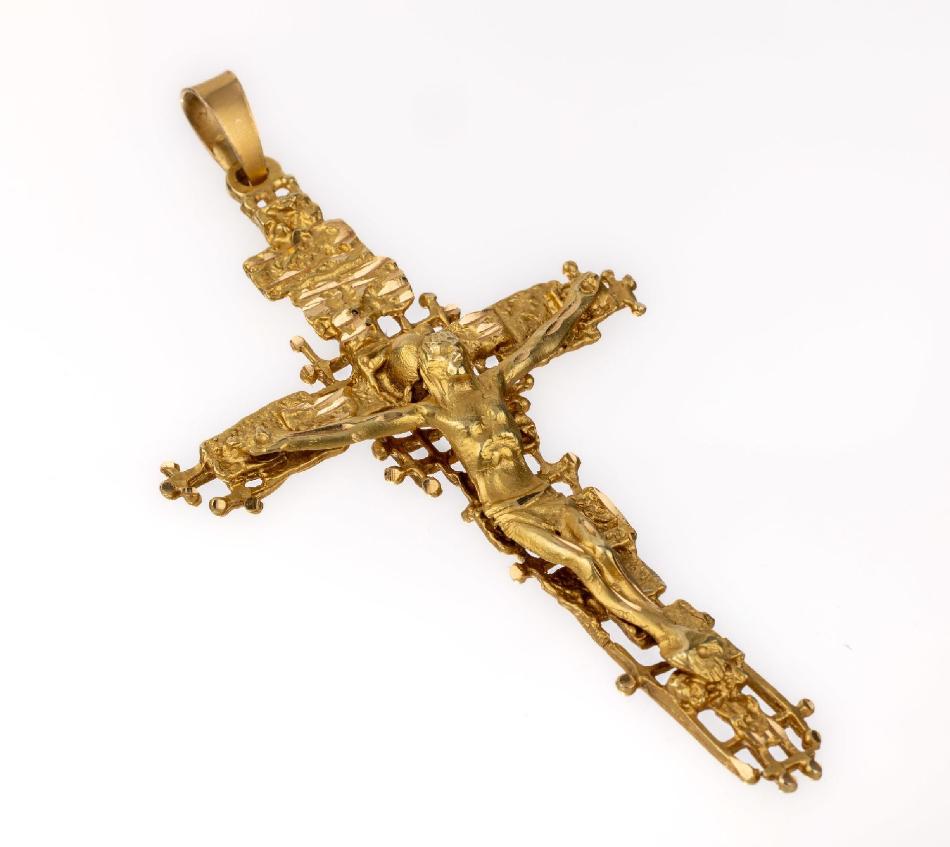 Null 18 kt Gold Kreuzanhänger, GG 750/000, moderne Interpretation eines Kruzifix&hellip;