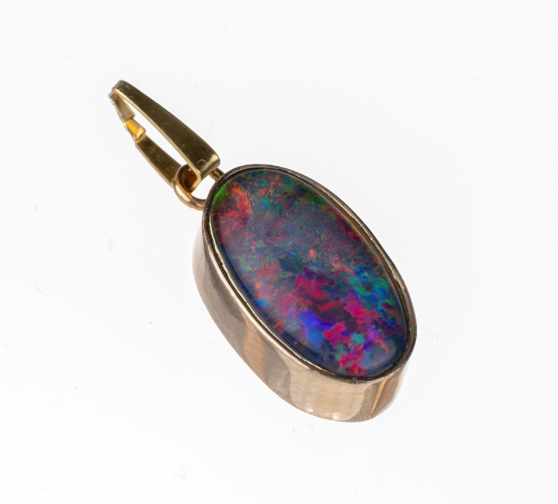 Null 14 kt Gold Pendentif opale, GG 585/000, triplette d'opale ovale, environ 2.&hellip;
