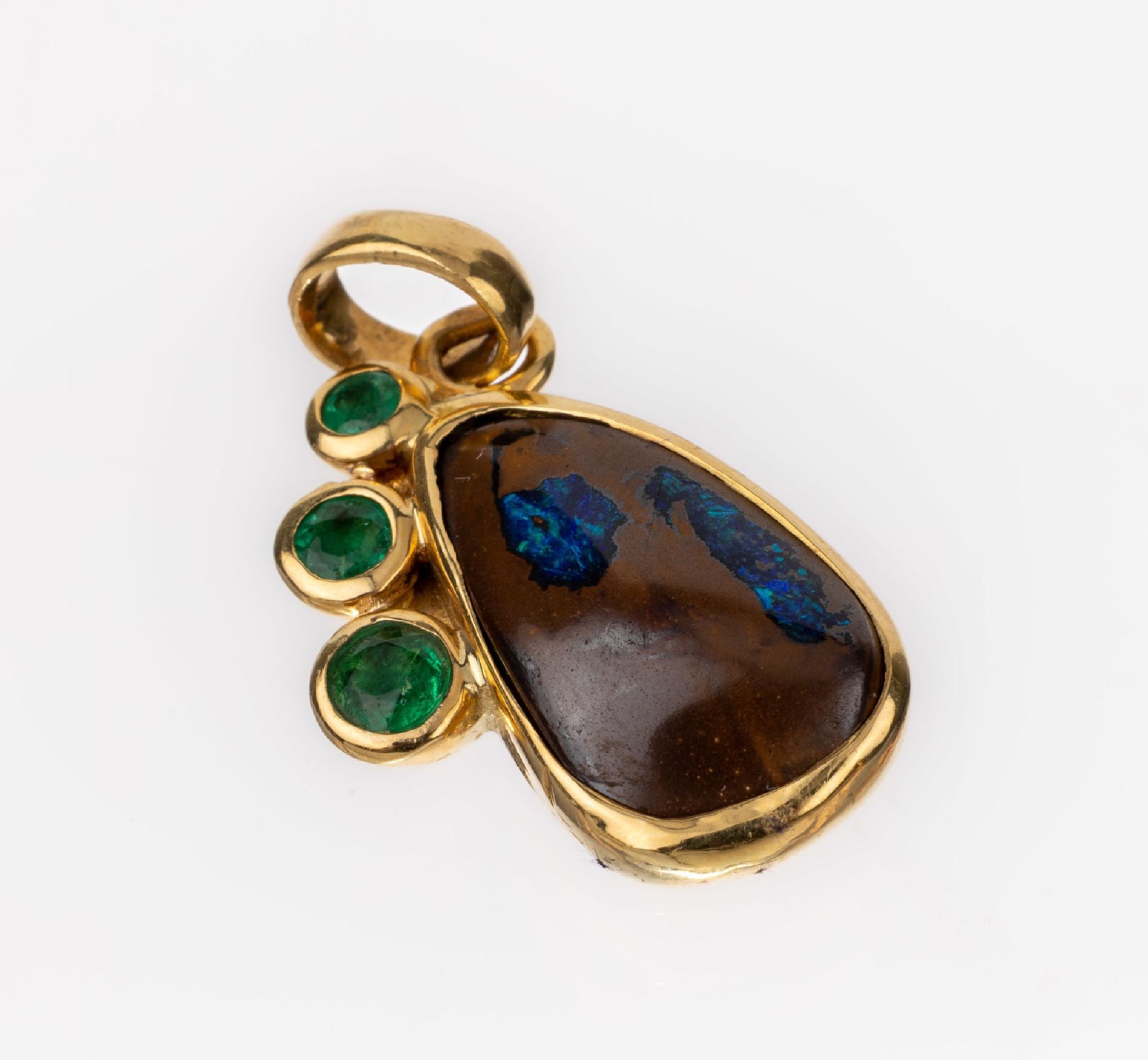 Null Pendentif en or 18 cts avec émeraude et opale de boulder, GG750/000, opale &hellip;