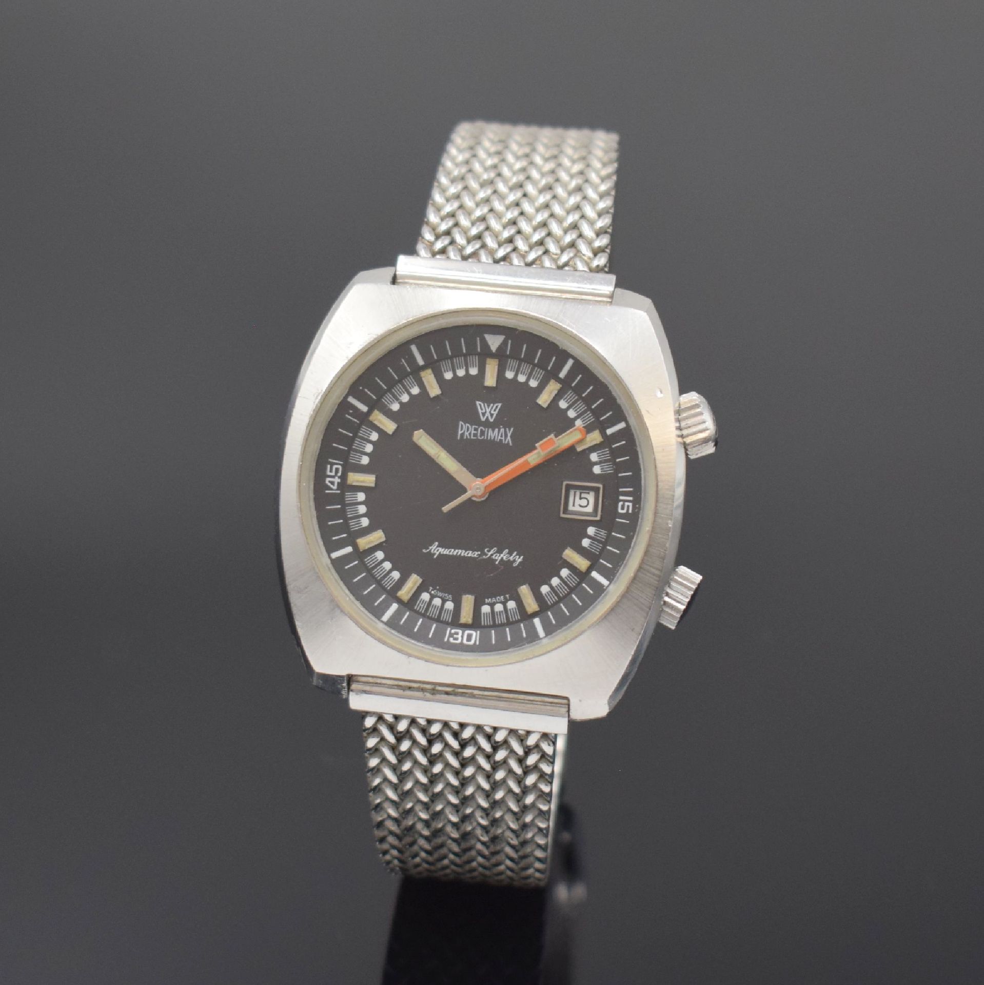 Null PRECIMAX Aquamax Safety gents wristwatch in steel, Switzerland around 1970,&hellip;