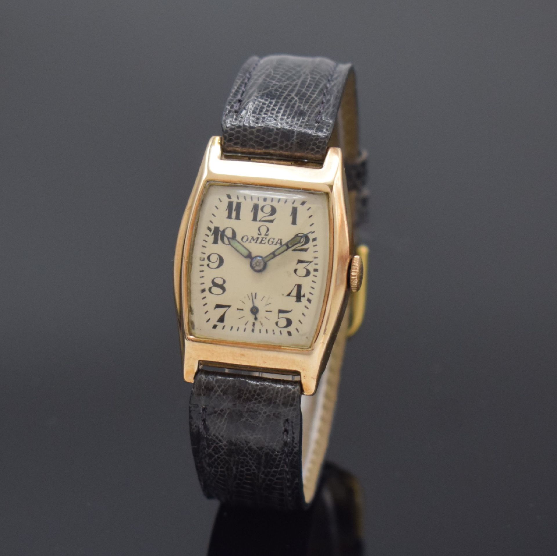Null OMEGA 9k red gold wristwatch, Switzerland / USA around 1938, manual winding&hellip;