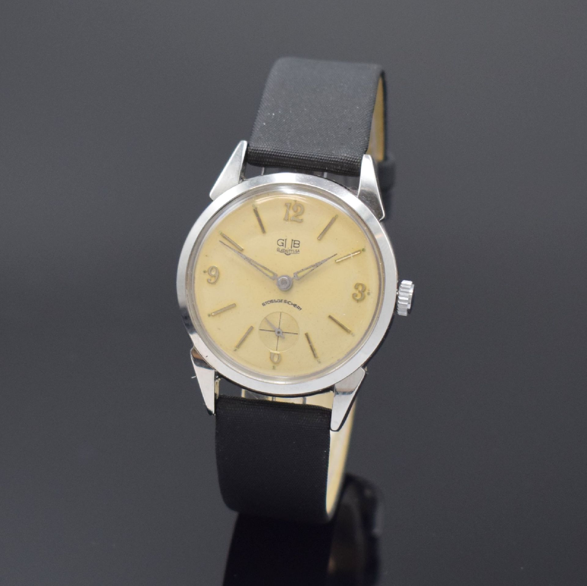 Null GUB Glashütte wristwatch in ROWI case, Germany around 1950, manual winding,&hellip;