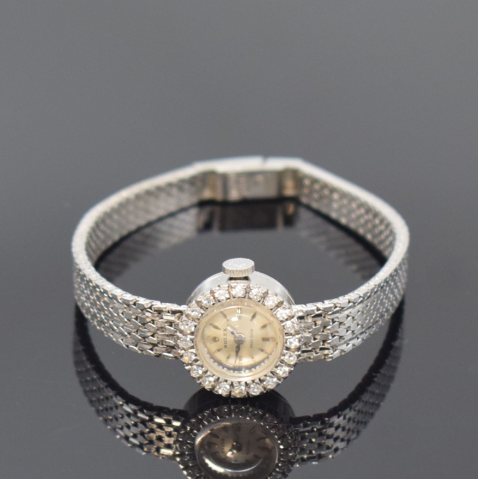 Null ROLEX Precision Montre-bracelet dame en WG 750/000 avec diamants, Suisse, a&hellip;