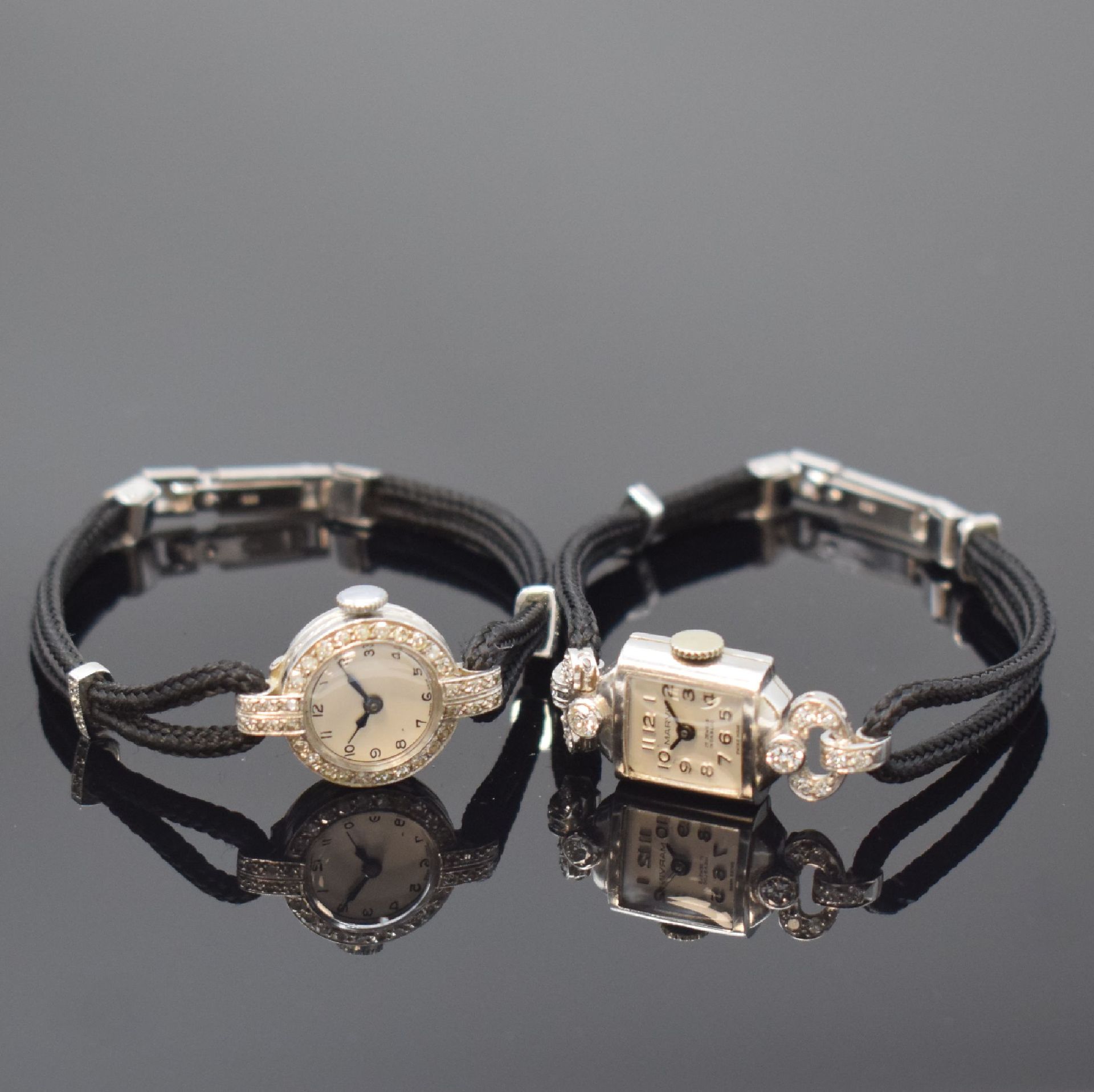 Null MARVIN e un altro orologio Art Deco da donna in platino con diamanti incast&hellip;