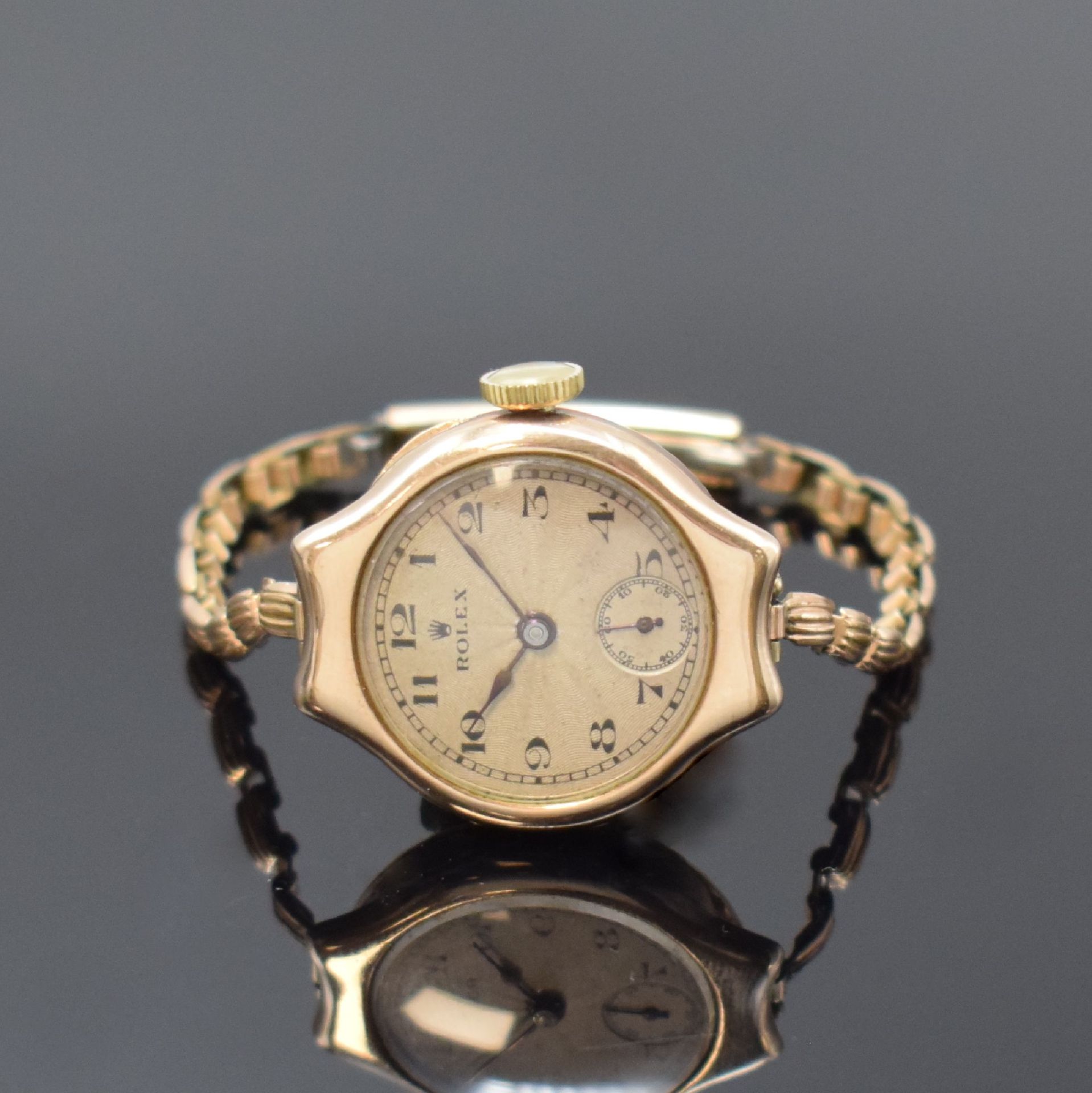 Null ROLEX montre-bracelet précoce en RG 375/000, Suisse pour le marché anglais &hellip;