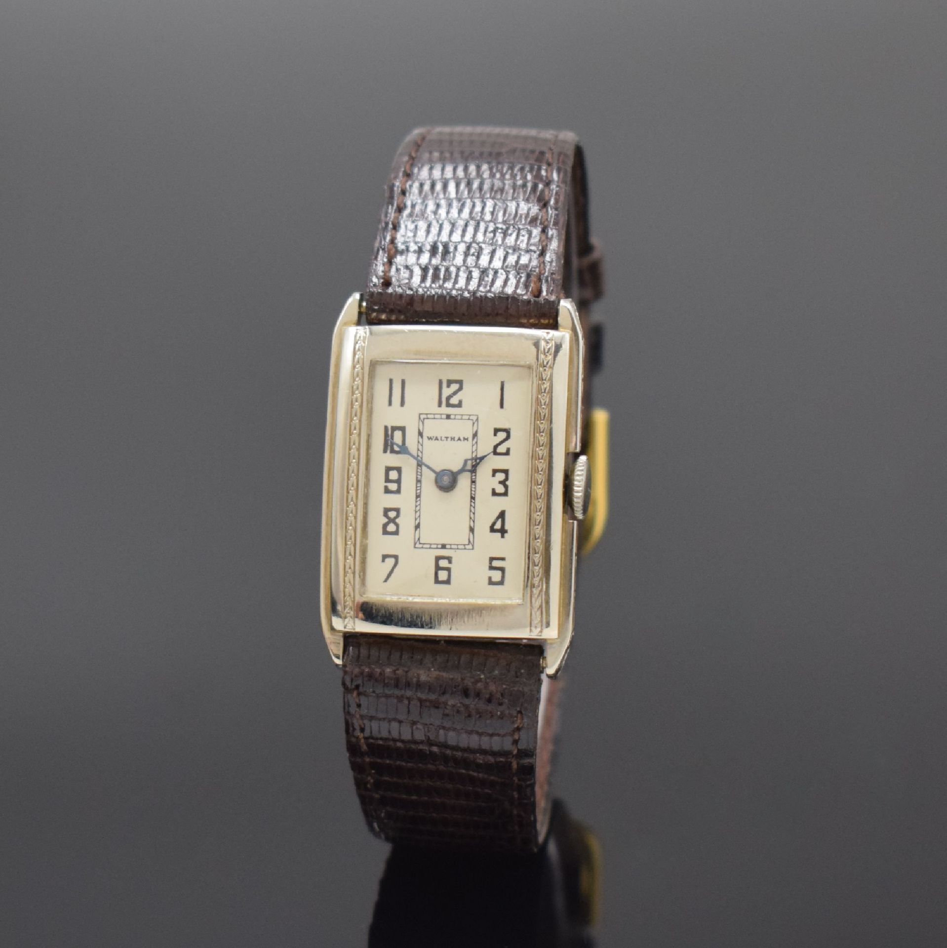 Null WALTHAM montre-bracelet rectangulaire en WG 585/000, USA vers 1935, remonta&hellip;