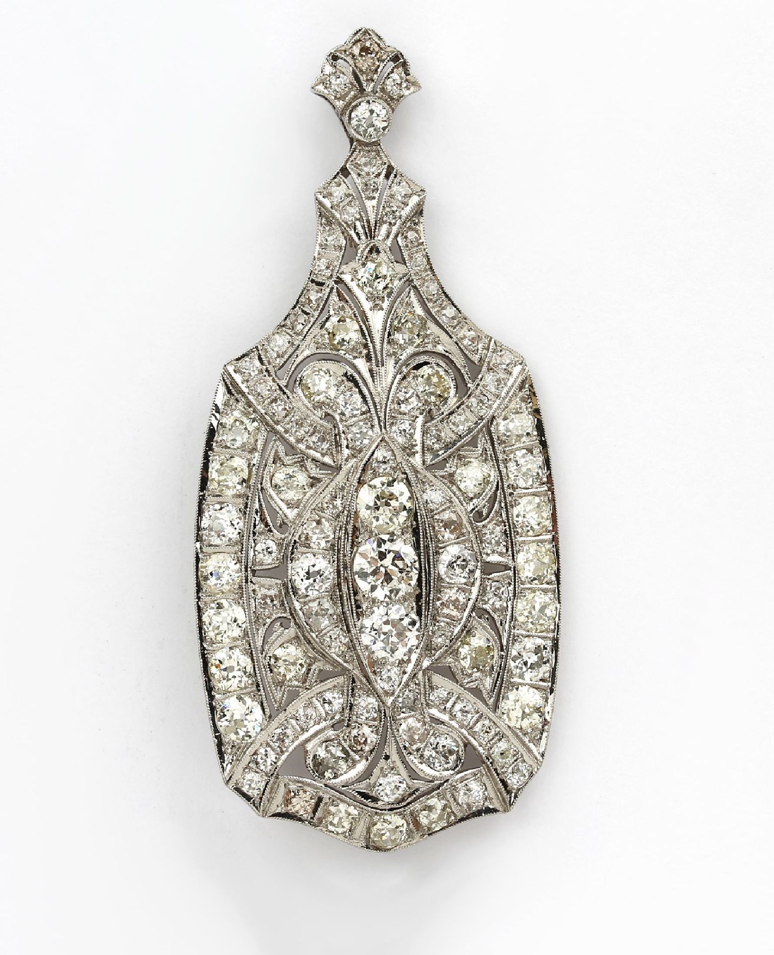 Null Platine Art Deco broche/pendentif en diamant, vers 1910/20, Pt estampillé, &hellip;