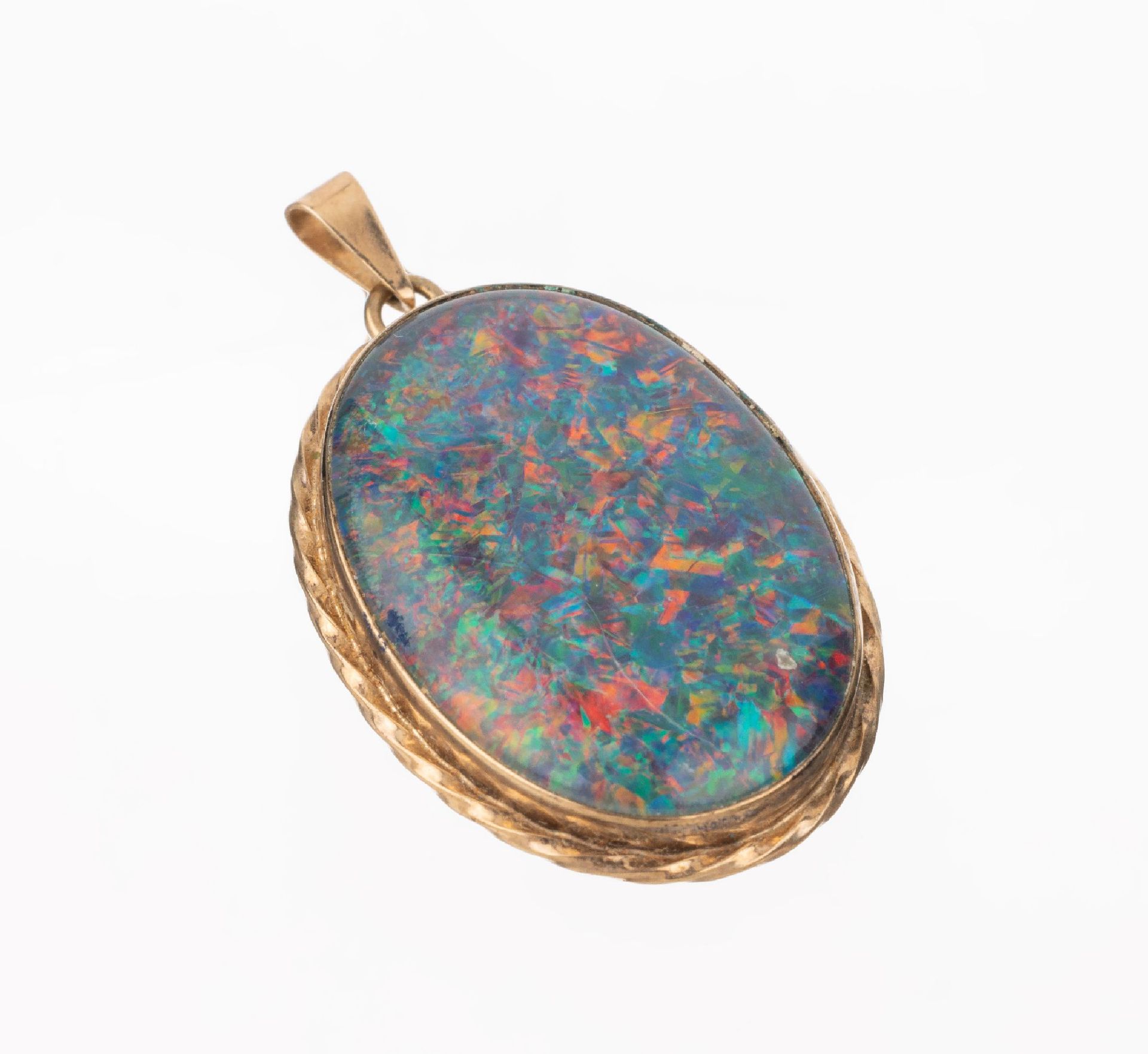 Null Pendentif opale en or 10 cts, RG 417/000, triplette d'opales ovale avec jeu&hellip;