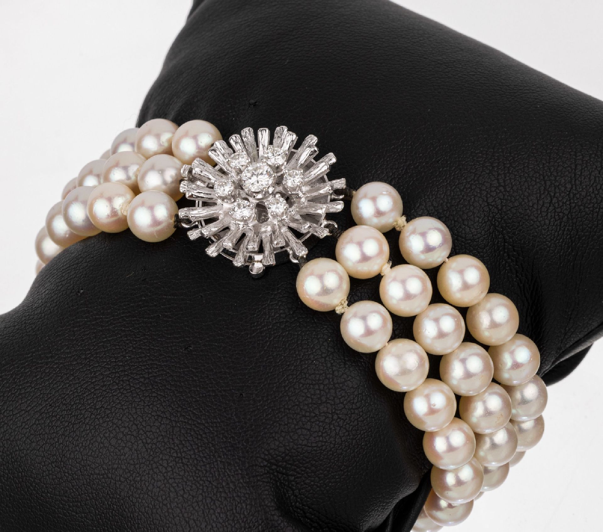 Null Bracelet de perles de culture avec fermoir bijou en or 14 cts, WG 585/000, &hellip;