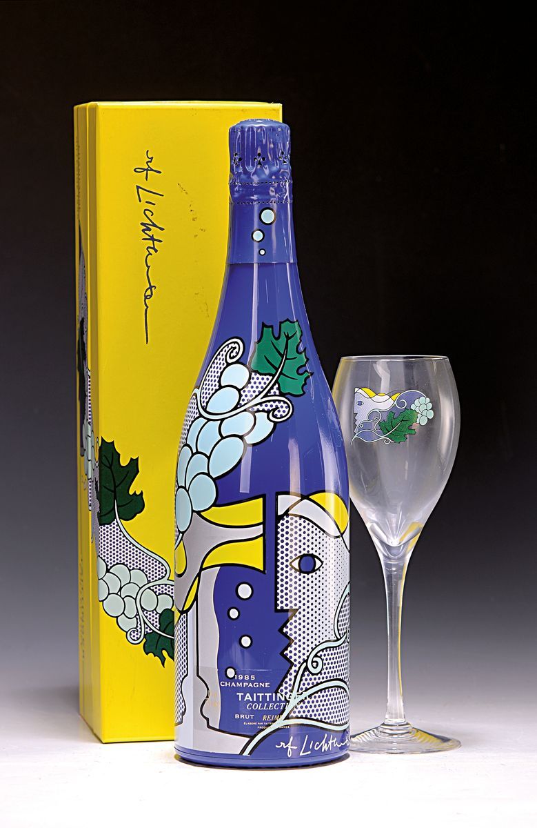 Null Champagne Taittinger 1985 Roy Lichtenstein, dans sa boîte d'origine, plus 8&hellip;