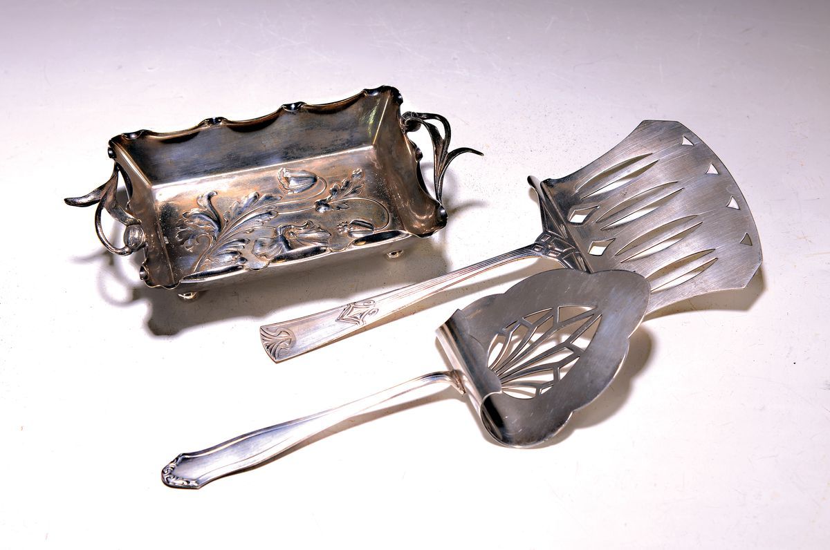 Null 4 parts Art Nouveau, silver/metal, around 1900, 3 parts WMF silver-plated:,&hellip;