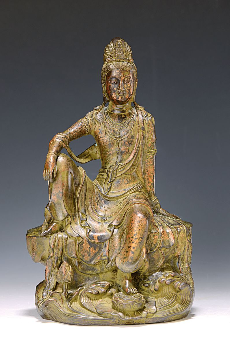 Null Guanyin, bronze, Tibet, 19e s., bronze, déesse de la miséricorde, fonte fin&hellip;