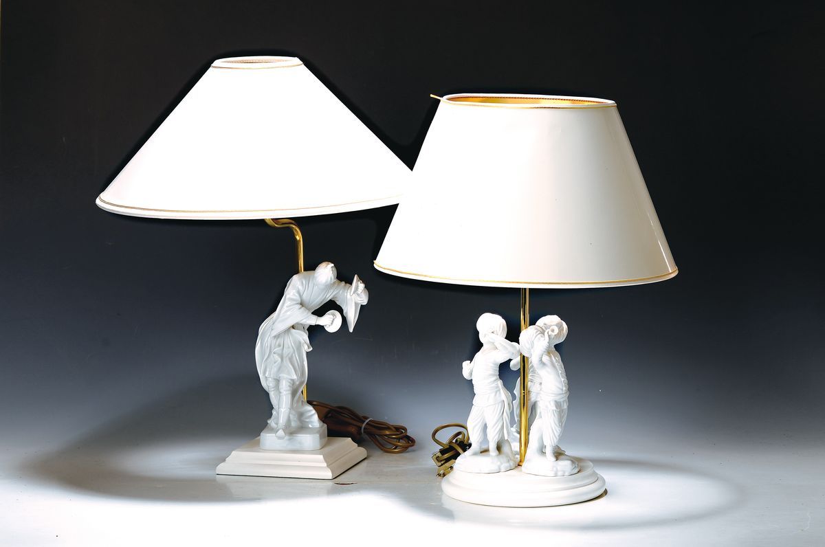 Null Deux lampes de table en porcelaine de Höchster, porcelaine figurative sur b&hellip;