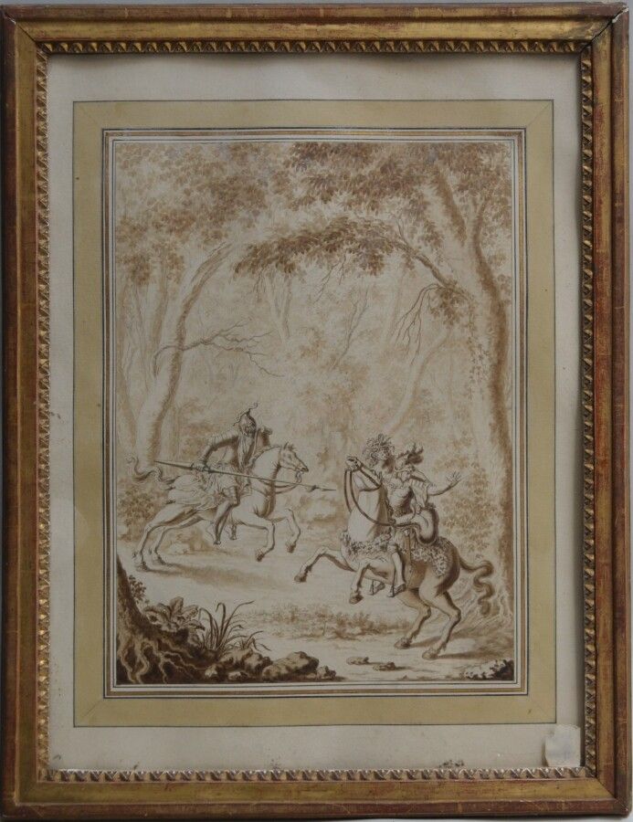Null 归属Charles-Marie LENGLART（1740-1816）。

阿里奥斯托的场景

黑色铅笔、钢笔和棕色墨水、棕色水墨

46,3 x 3&hellip;
