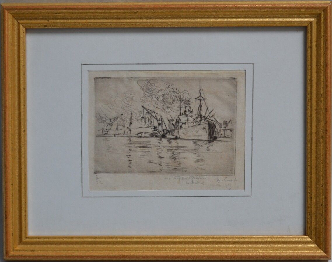 Null René PINARD (1883-1938)

Tugs in the harbour, 1929. 

Engraving signed, dat&hellip;