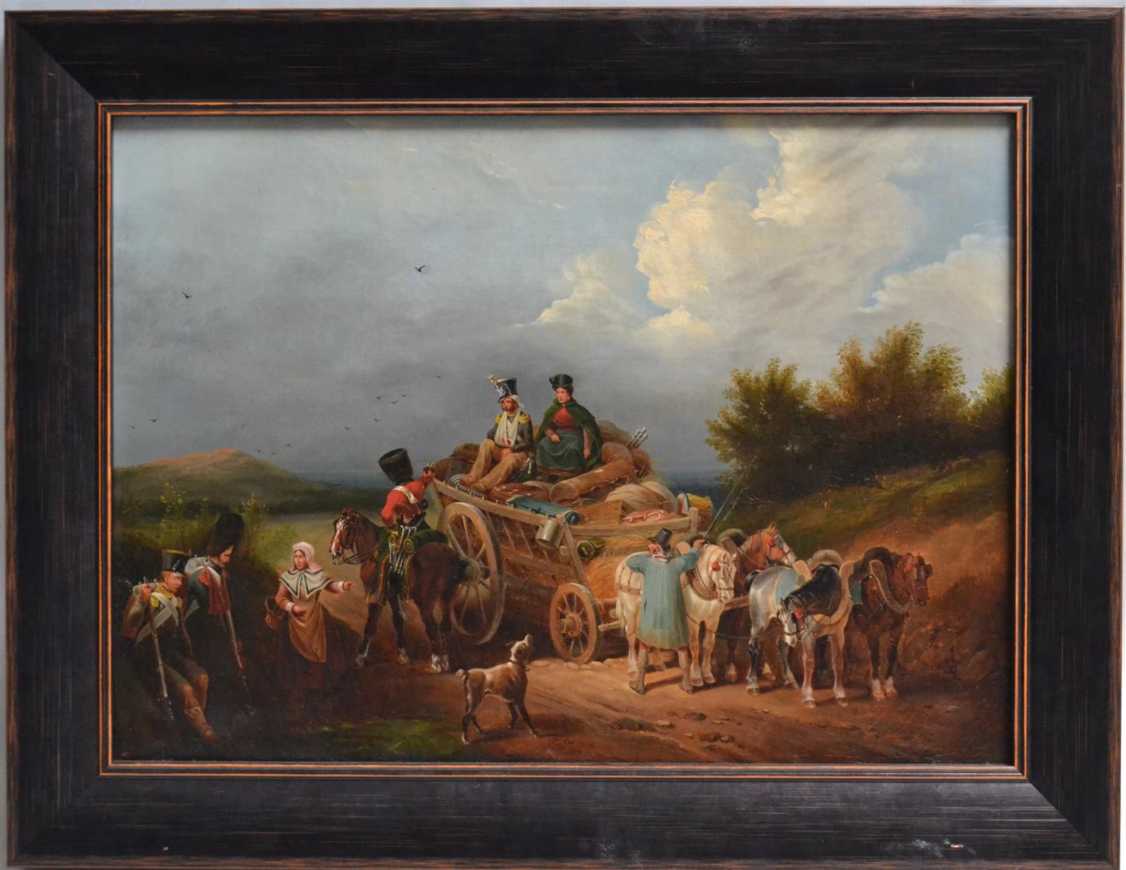 Null Félix DUPUY (19世纪)

士兵们的回归，1835年。

布面油画，中央下方有签名和日期

43.5 x 60 厘米