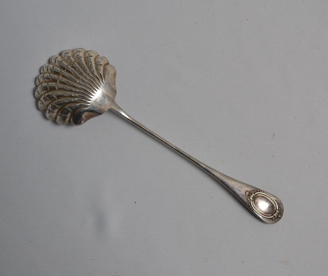 Null A SAUPOUDRER spoon in silver, unibaguette model with medallion Louis XVI st&hellip;