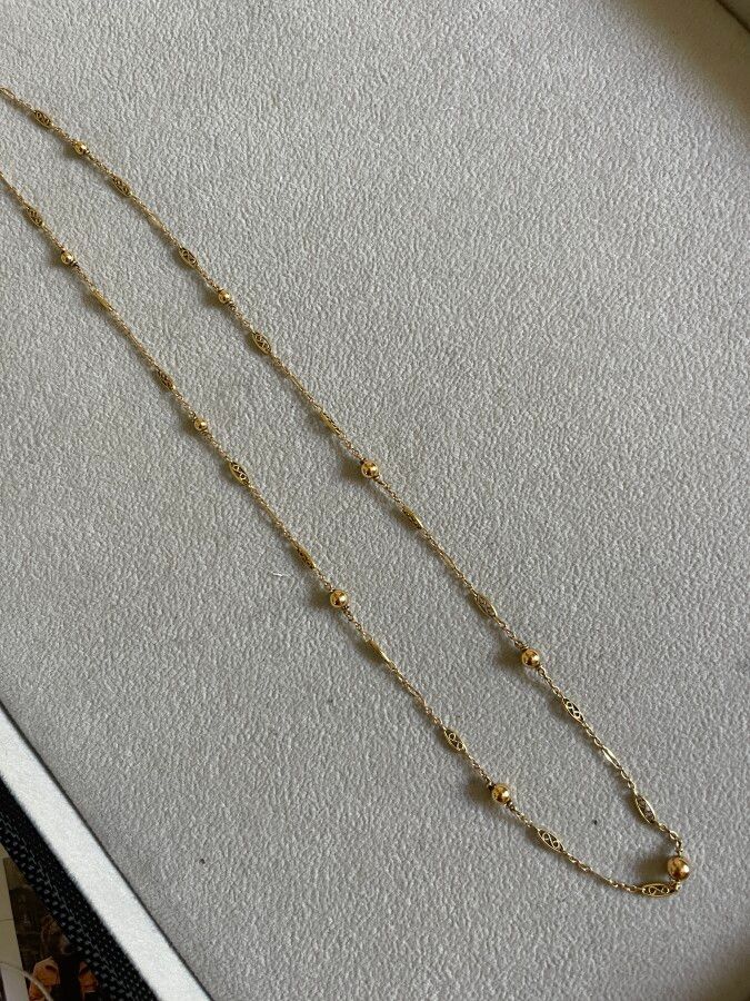 Null Necklace in yellow gold with balls weight 6.9 g long 58 cm