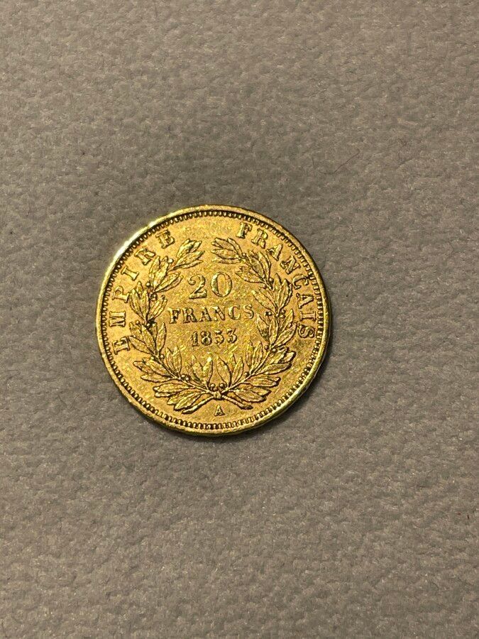 Null Una PIEZA de oro de 20 francos, Emperador Napoleón III, 1853