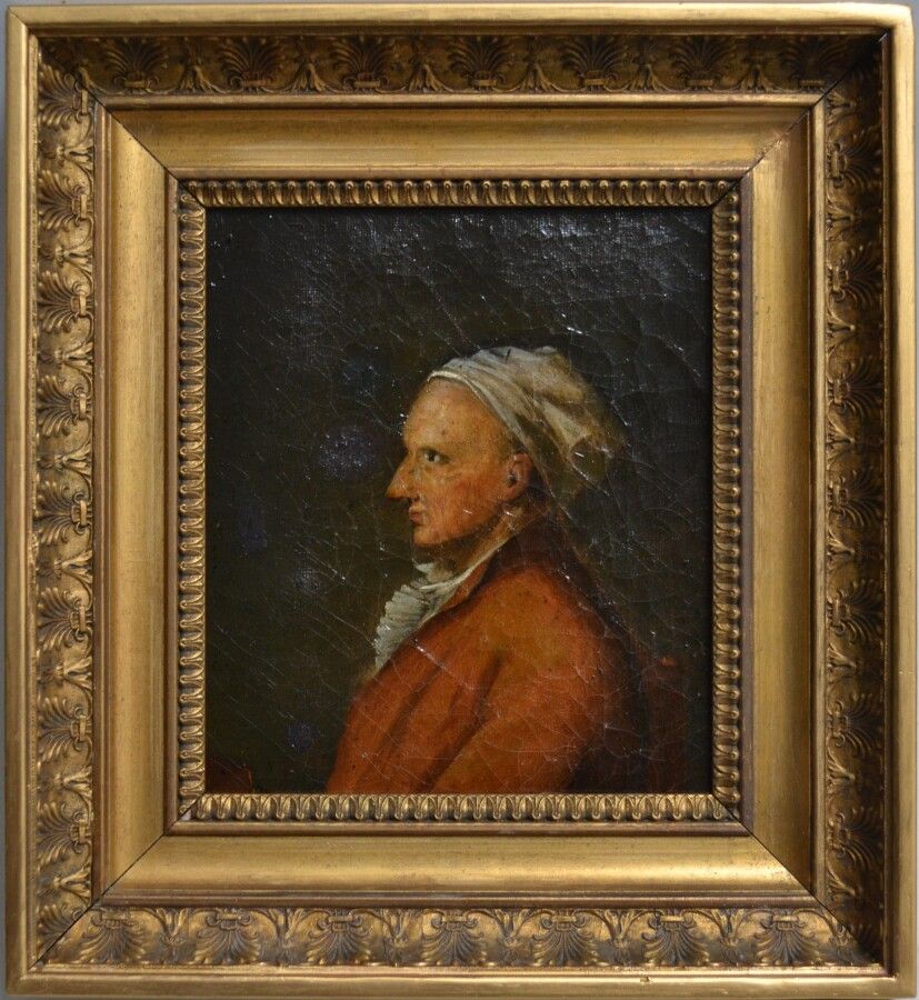 Null 19世纪初的法国学校

一个男人的侧面肖像

布面油画，画框背面注有 "Ceineray"。

27 x 22厘米（修复体