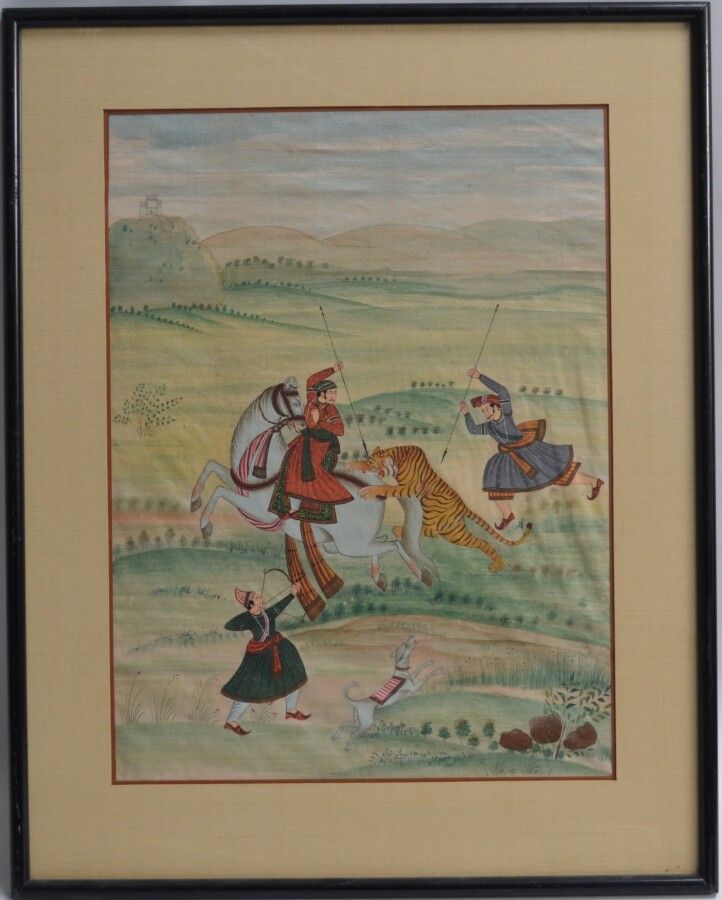Null INDIAN SCHOOL

The Tiger Hunt

Gouache on fabric

49 x 36.5 cm at sight