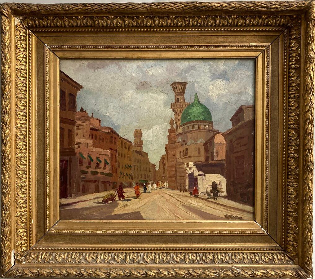 Null ORIENTALIST SCHOOL

Lively Street Scene

Oil on panel with scratched signat&hellip;