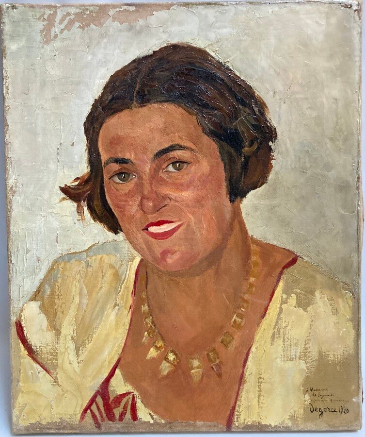 Null Georges-Léo DEGORCE (1894-c.1943)

西皮奥斯基夫人的肖像，1928年。

布面油画，右下角有签名、献词和日期

46&hellip;