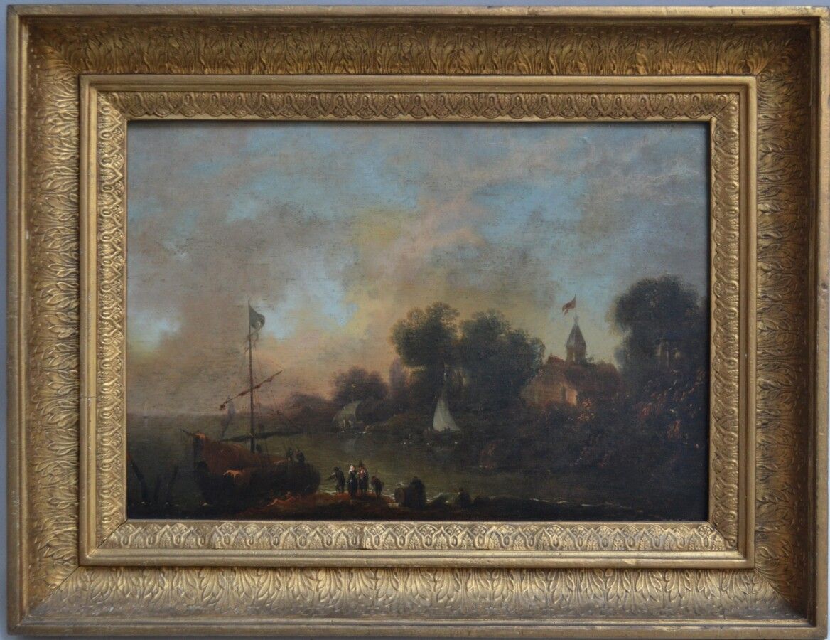 Null 19th century FRENCH SCHOOL

The landing 

Oil on panel

26 x 37.5 cm