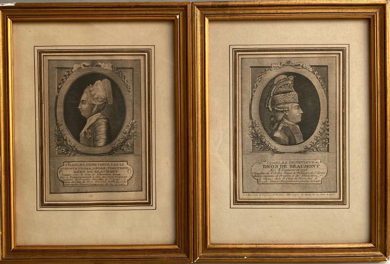 Null 表现博蒙特的伊恩骑士的一对版画，一张是男人，另一张是女人

19世纪

18 x 12.5厘米（小刺、小孔）。