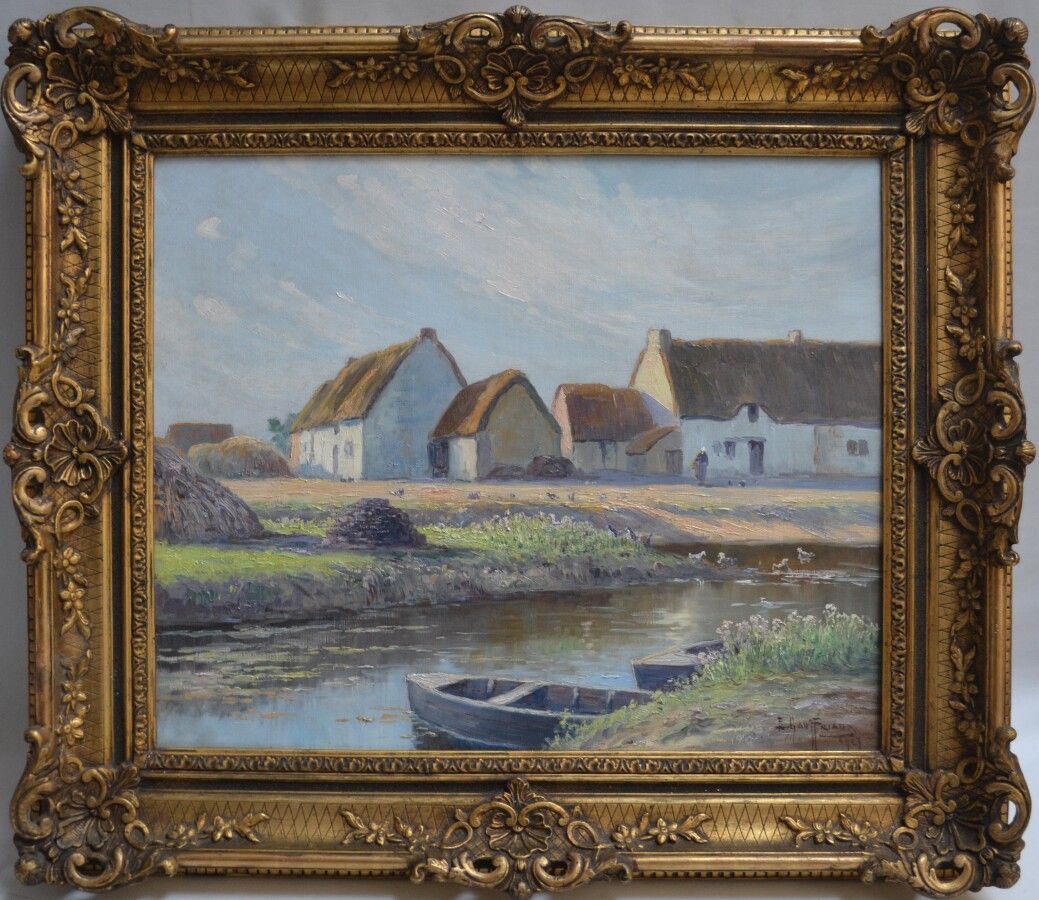 Null 埃米尔-高夫里约德 (1877-1957)

布里埃尔的鸭子池塘，1927年。

布面油画，右下角有签名和日期

50 x 61厘米