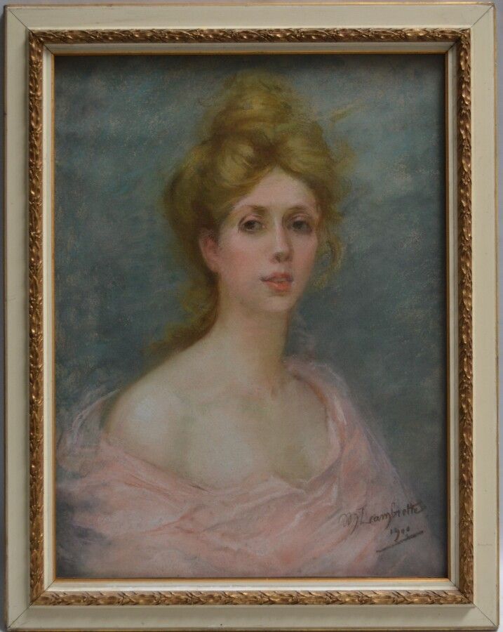 Null Marcelle LAMBRETTE (第十九至二十届)

一位女士的画像，1900年。

右下角有签名和日期的粉彩画

60 x 45 cm at &hellip;
