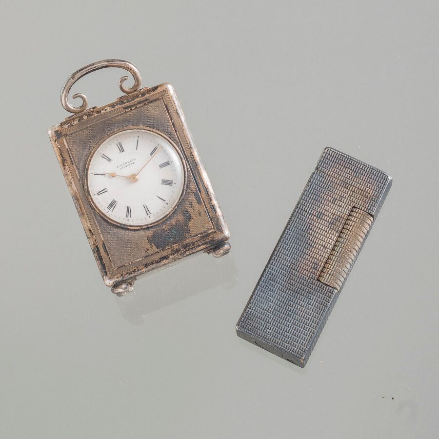 Null pequeño reloj despertador de plata E GUBELIN Lucerna y encendedor DUNHILL