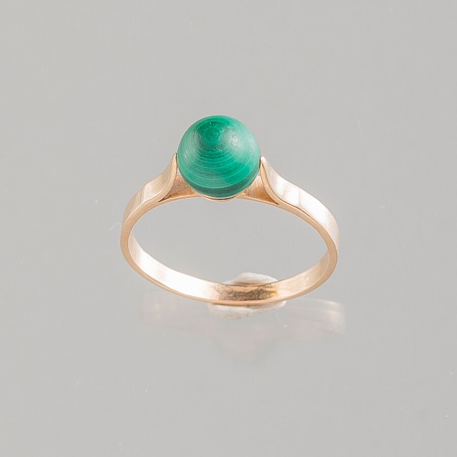 Null RING set in gold with a ball malachite 2.4 g TDD 54