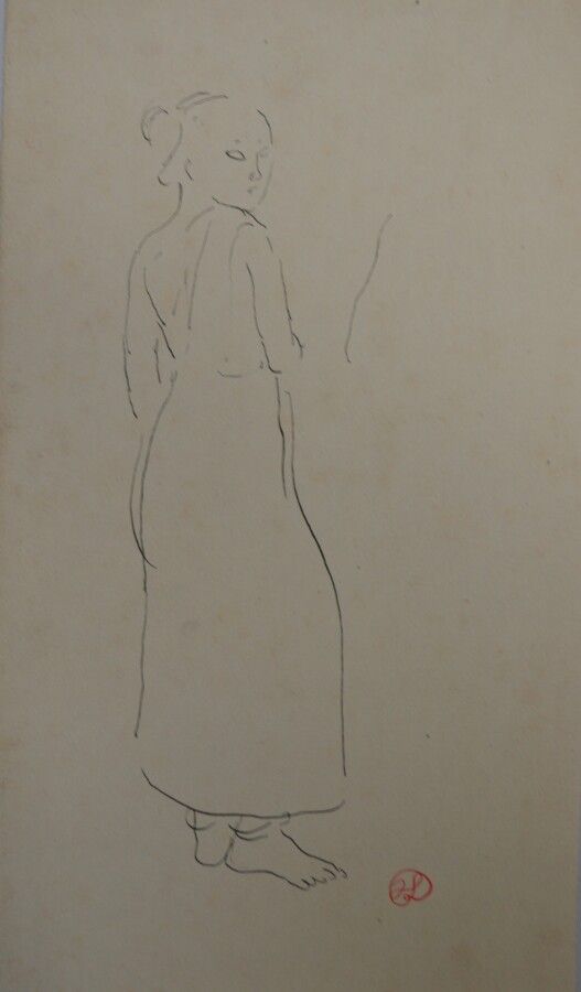 Null 让-朗努瓦(Jean LAUNOIS) (1898-1942)

印度支那人的地位

水墨画，右下角盖有单字

30.5 x 18 cm