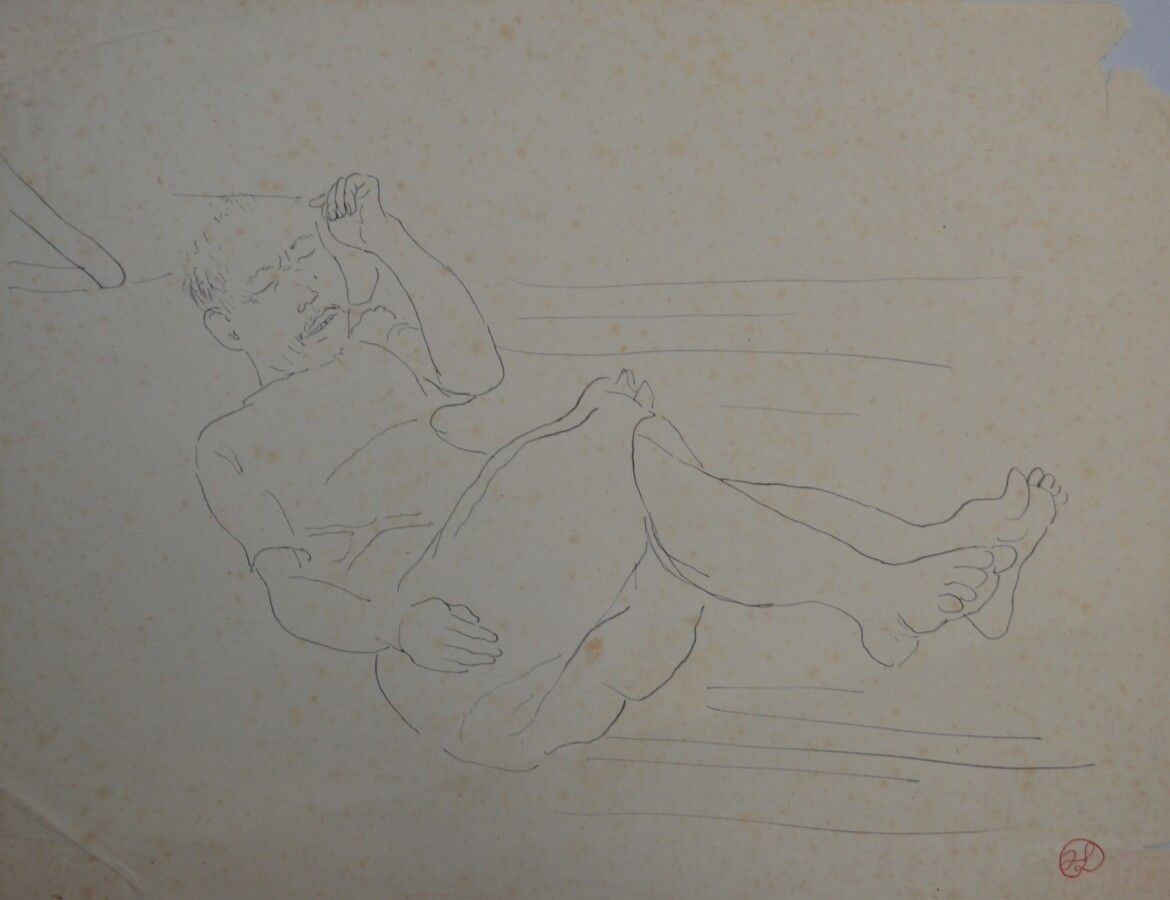 Null 让-朗努瓦(Jean LAUNOIS) (1898-1942)

睡在印度支那的人

水墨画，右下角盖有单字

25.5 x 33.5厘米（撕裂、凹陷&hellip;