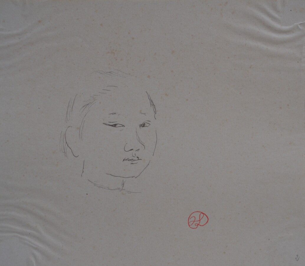 Null 让-朗努瓦(Jean LAUNOIS) (1898-1942)

年轻的亚洲人

水墨画，右下角盖有单字

17 x 20厘米（有瑕疵）