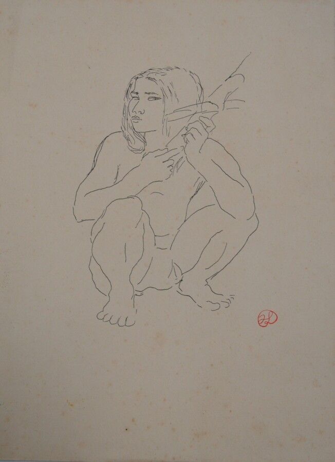 Null 让-朗努瓦(Jean LAUNOIS) (1898-1942)

蹲卡勇士

水墨画，右下角盖有单字

31 x 23厘米（有瑕疵）

展览。

- &hellip;