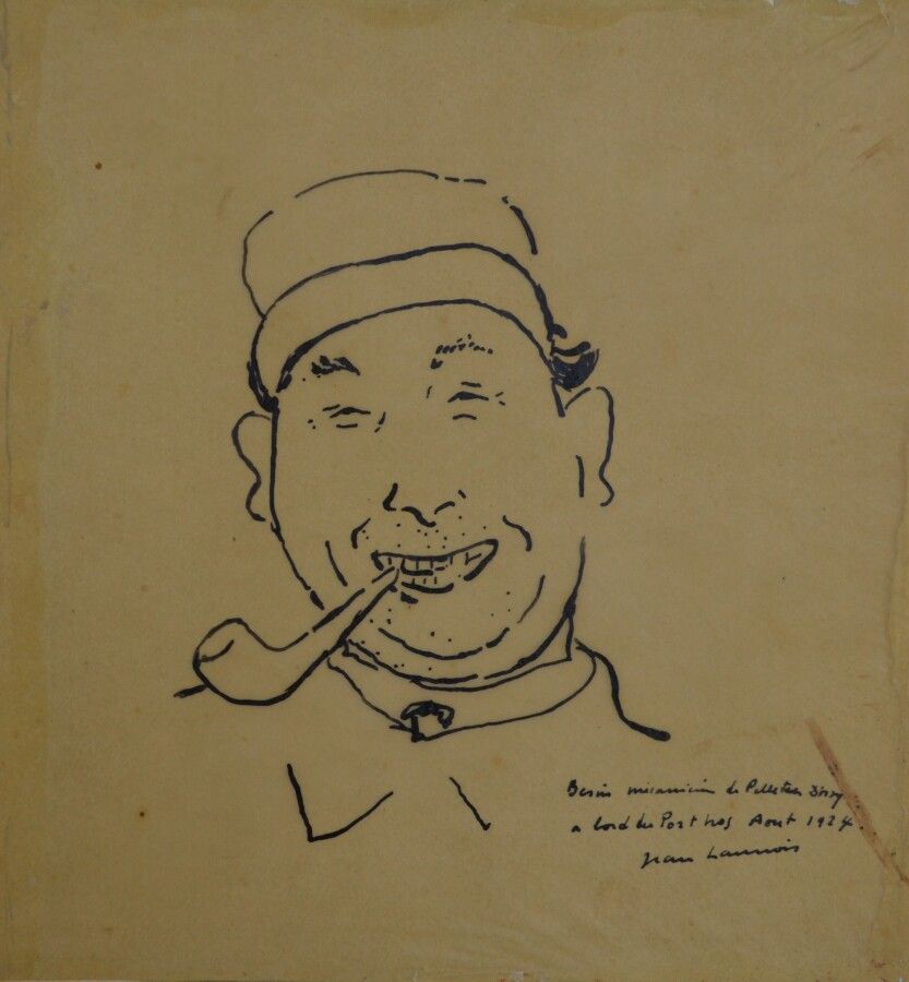 Null 让-朗努瓦(Jean LAUNOIS) (1898-1942)

波托斯号上的机械师肖像，1924年。

描图纸上的墨水，右下角有签名、标题和日期

&hellip;