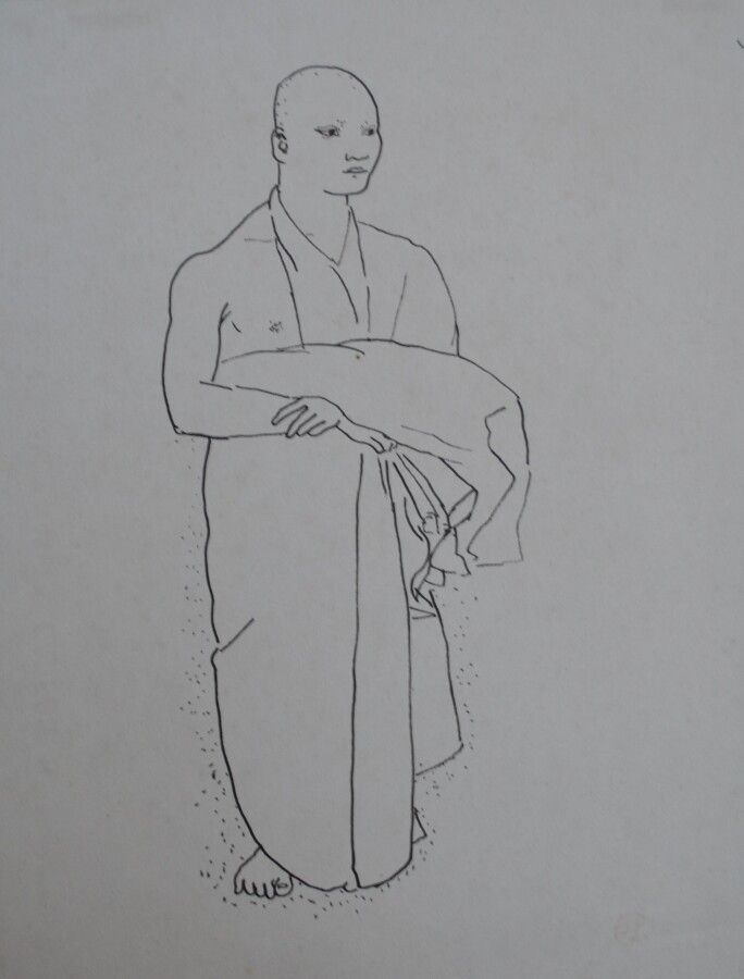 Null 让-朗努瓦(Jean LAUNOIS) (1898-1942)

站立的邦泽

水墨画，右下角印有单字的痕迹

32 x 24.5厘米
