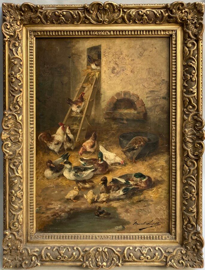 Null 阿尔弗雷德-阿瑟-布鲁内尔-德-纽维尔(1852-1941)

低级法院

布面油画，右下角有签名

55.5 x 38.5厘米
