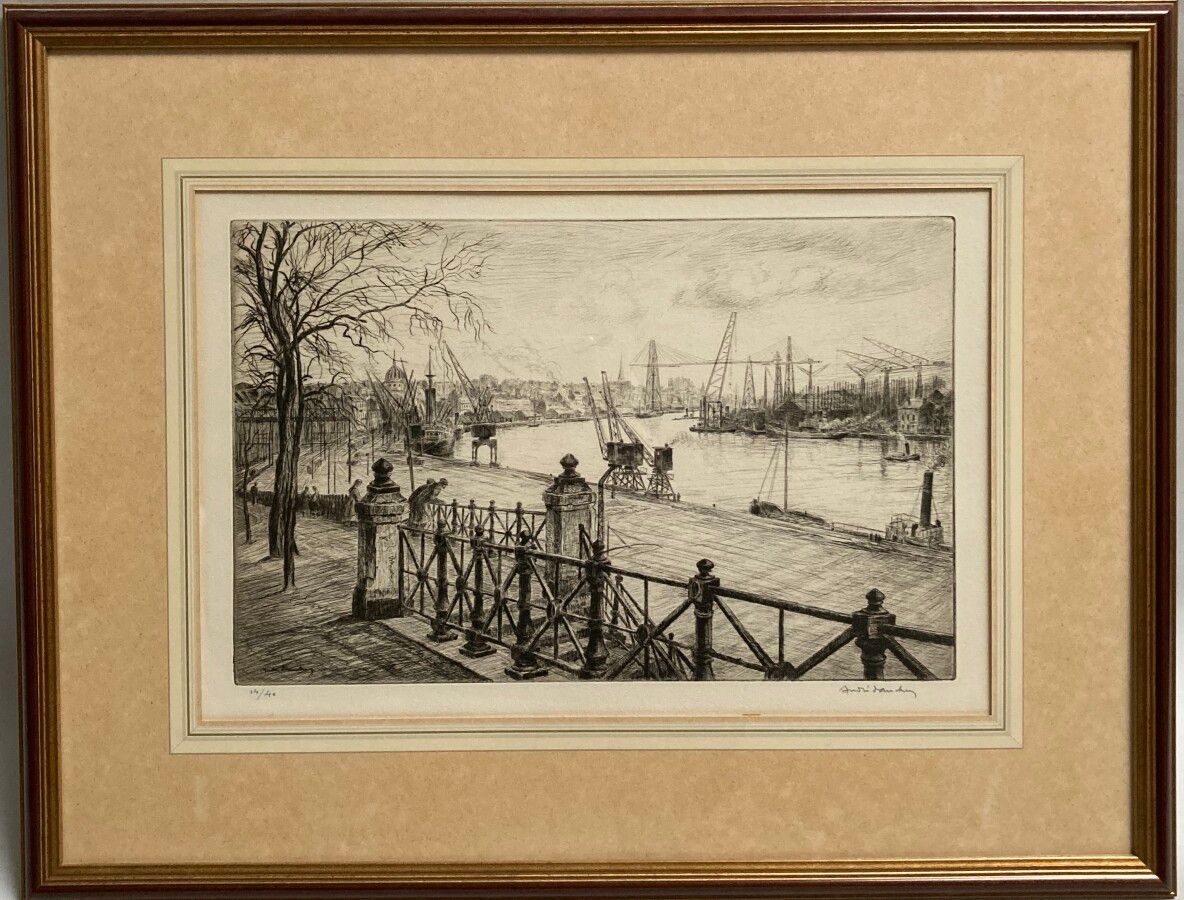 Null 安德烈-道赫兹(1870-1948)

从圣安妮看到的卢瓦尔河畔的南特

底部有签名和公证的14/40的雕刻版画

28 x 42厘米的视图