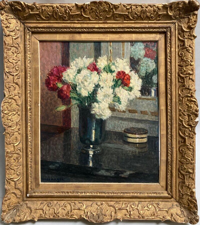 Null Emile MESNAGER (XIX-XXème)

Bouquet de fleurs dans une timbale posée sur la&hellip;