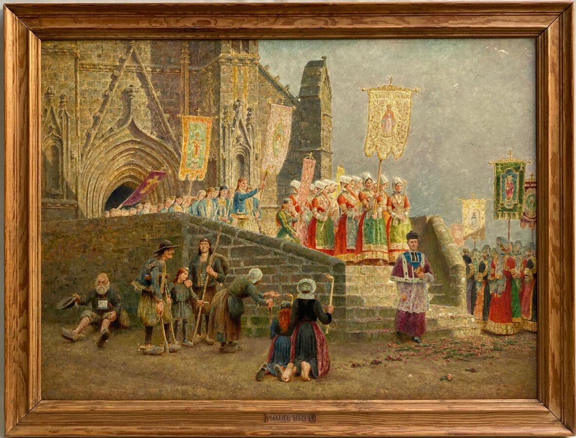Null 加布里埃尔-查尔斯-德纳 (1856-1926)

杜阿内兹，普洛亚雷的赦免，1921年。

板面油画，右下方有签名，背面有标题和日期

73 x 1&hellip;