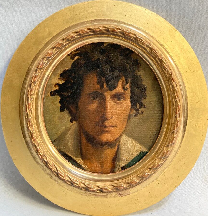 Null Jean-Léon GERÔME (巴黎 1824-1904)

罗马乡村的农民头像（贾科莫-奥兰迪-德-苏比亚科）。

镶嵌在面板上的椭圆帆布

高&hellip;